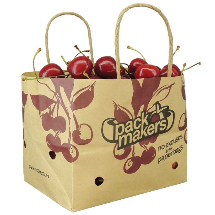 Bolsa de papel Wet strenght con ventilación para fruta de hueso